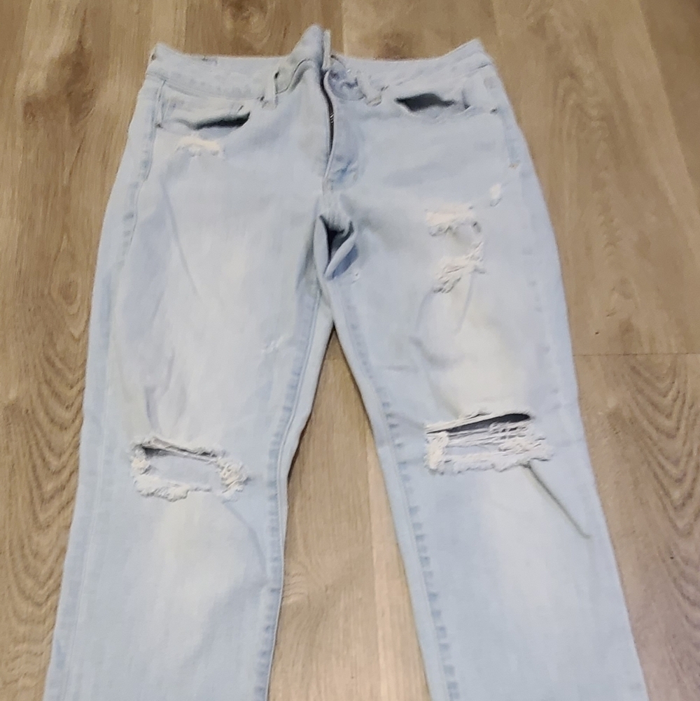 American Eagle Outfitters Light Blue Ripped Skinny Jeans Suze 12